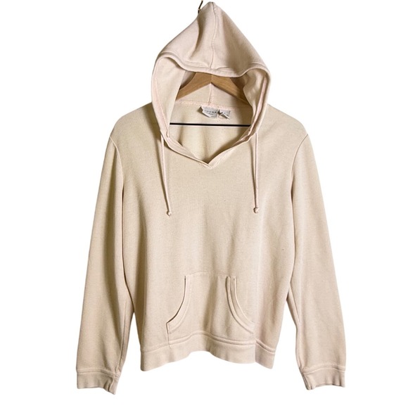 Sonoma Life + Style Tops - Sonoma Life Style Women White w/ pink hue Ribbed lightweight Hoodie V-Neck Sz-M